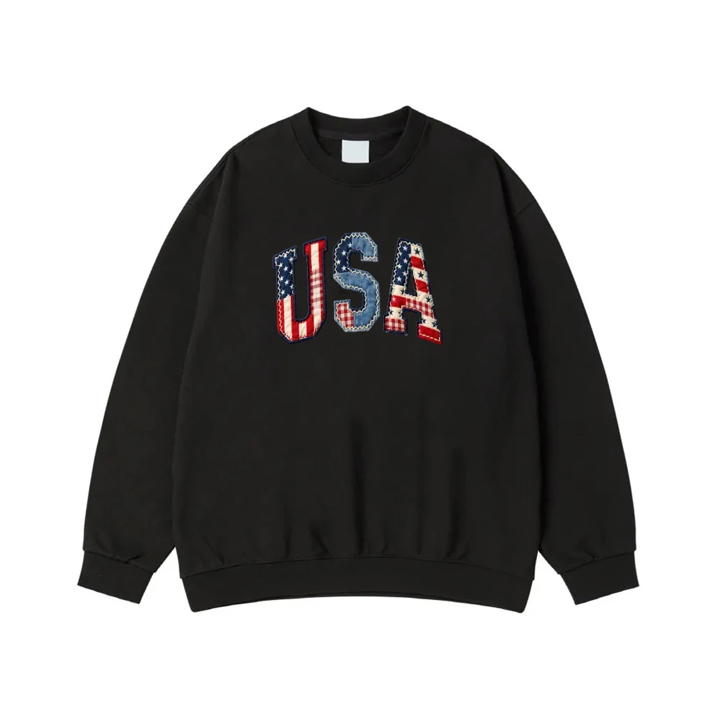 Usa Patchwork Letters Patriotic T-Shirt