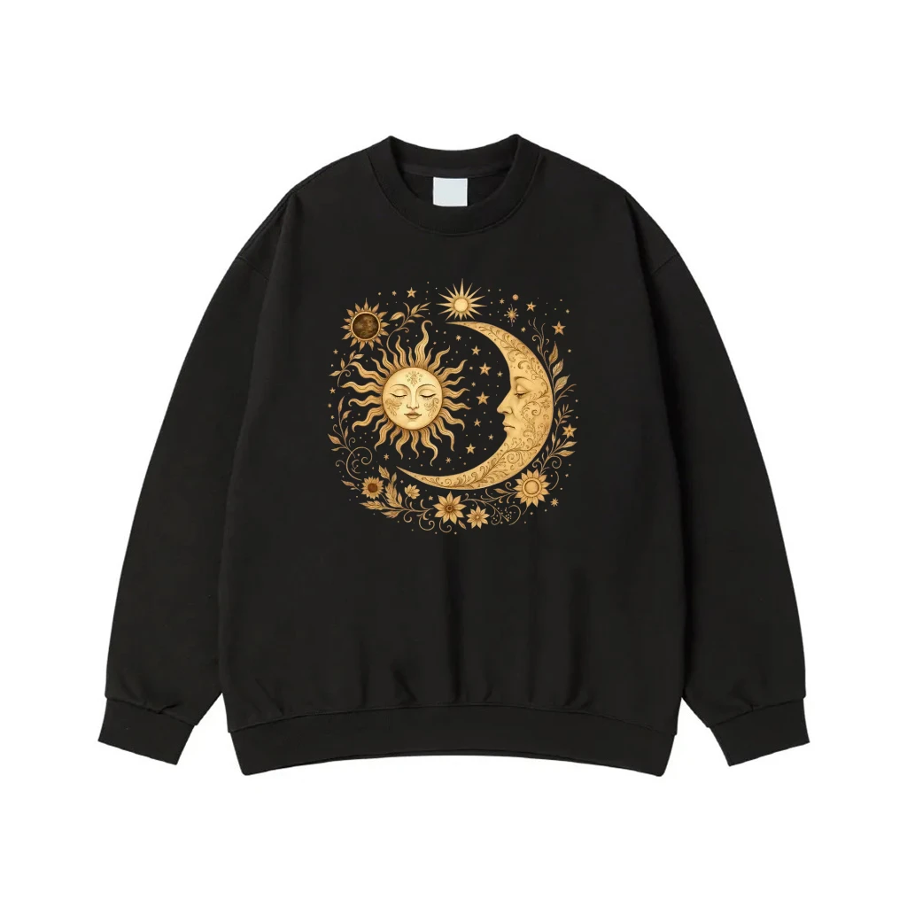 Vintage Celestial Sun And Moon Floral Graphic