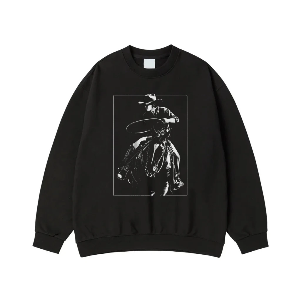 Western Cowboy Roping On Horseback Graphic T-Shirt