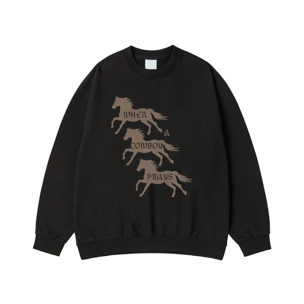 When A Cowboy Prays Running Horses Graphic T-Shirt