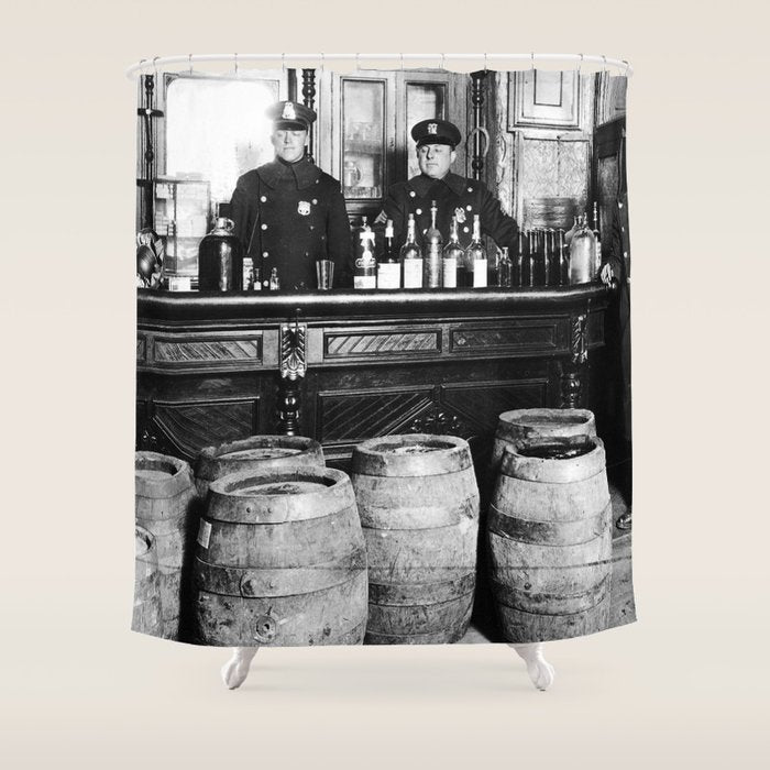 Prohibition - Speakeasy Police Raid Bootlegger - Moonshine Alcohol Shower Curtain