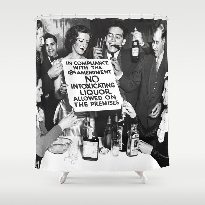End Of Liquor Prohibition Party Jazz Age No Intoxicating Liquor Alcoholic Beverages Vintage Black And White Photograph - Photograph - Photographs Shower Curtain