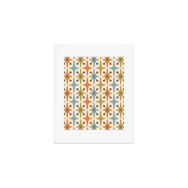Mid Century Modern Googie Star Pattern Mid Mod Art Print
