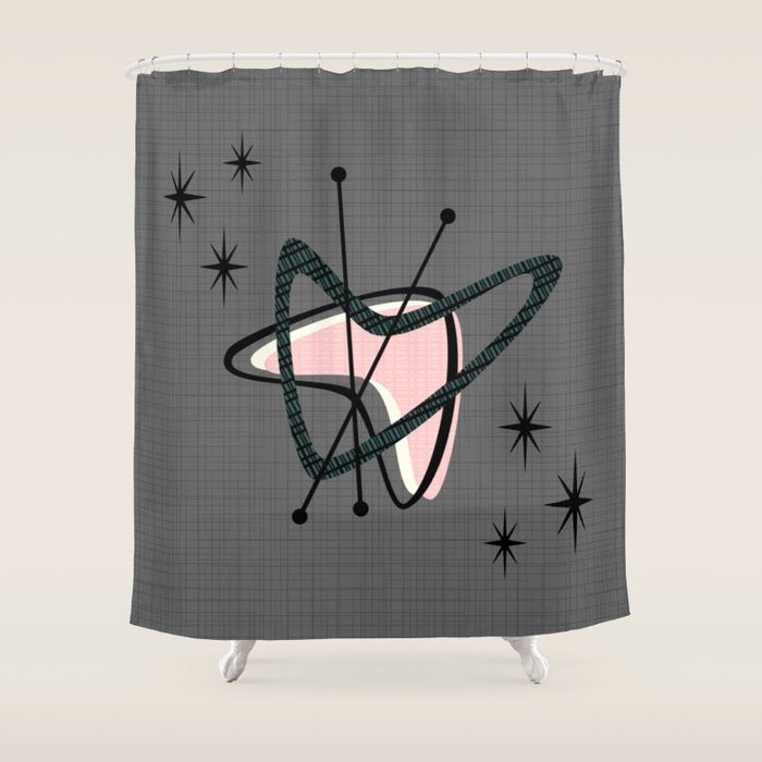 Atomic Boomerangs & Starbursts Shower Curtain