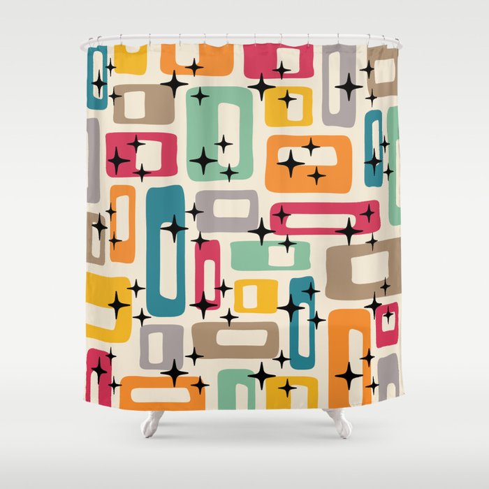 Retro Mid Century Modern Abstract Shower Curtain