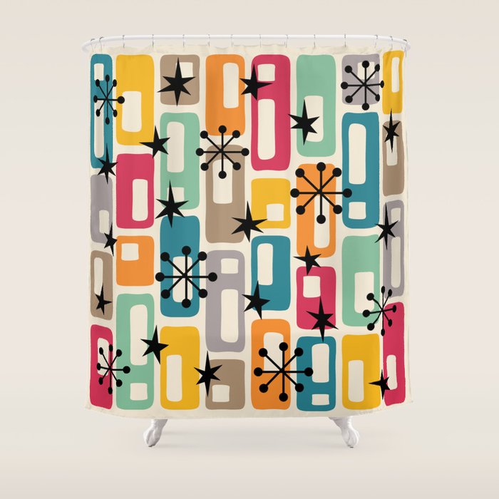 Retro Mid Century Modern Atomic Decoration 254 Googie Shower Curtain