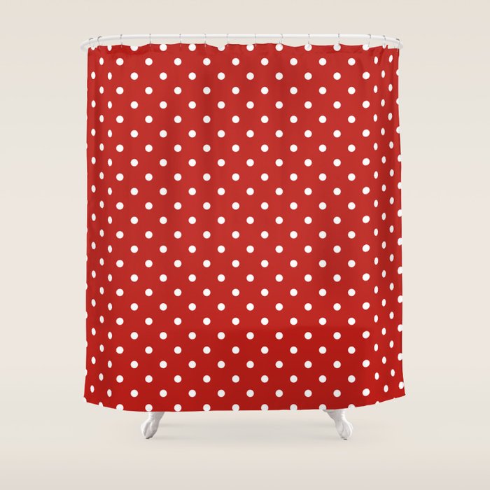 Polka Dot Classic Pattern In Red And White Shower Curtain