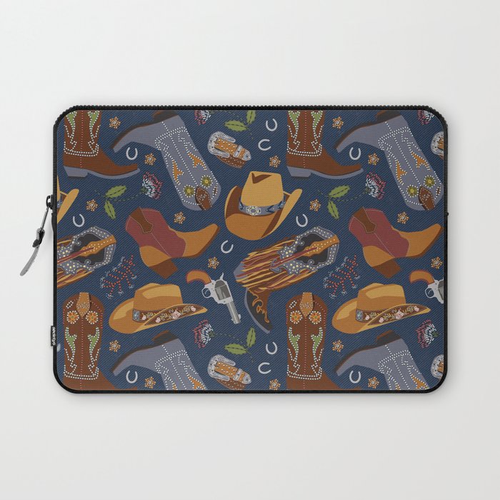Embroidered Cowgirls | Blue Laptop Sleeve