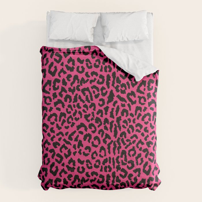 2000s Leopard-Black On Hot Pink Comforter