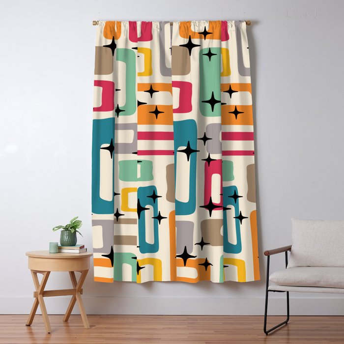 Retro Mid Century Modern Abstract Window Curtain