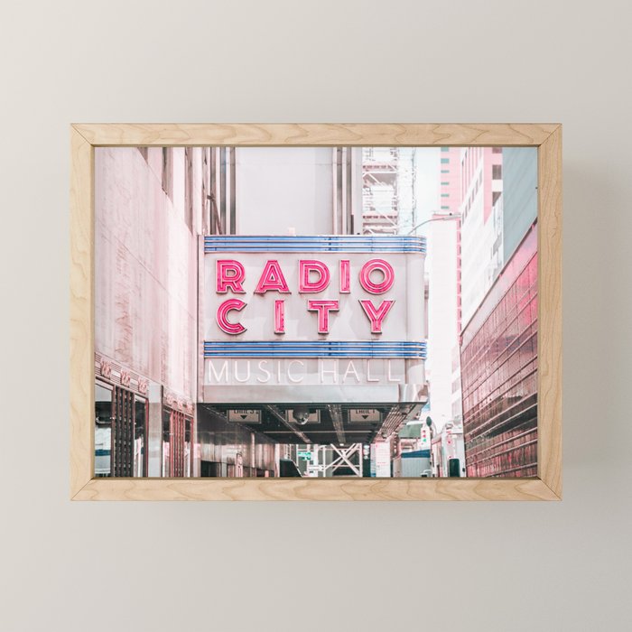 New York Radio City Sign Pink Travel Photography Mini Art Print