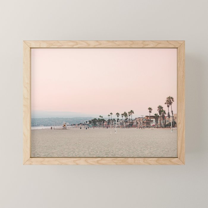California Pink Beach Sunset Photography Mini Art Print