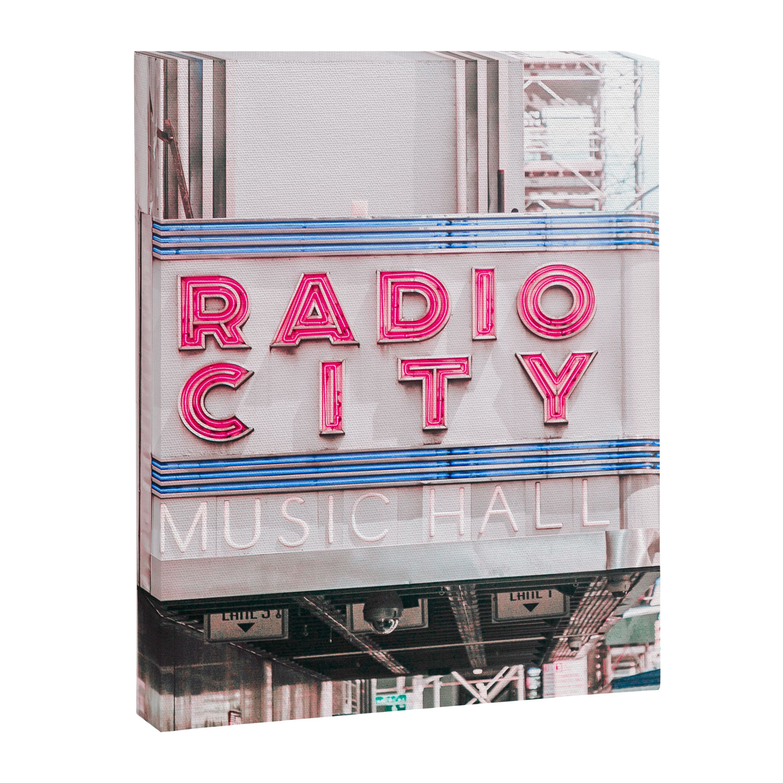 New York Radio City Sign Pink Travel Photography Canvas Print