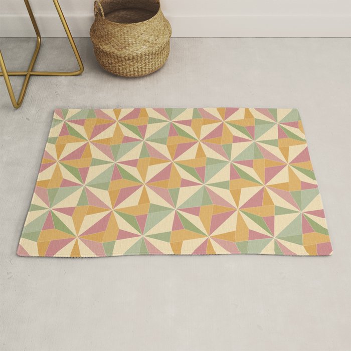 Kaleidoscope Tile Pattern Xiii Neutral Earthy Pastel Rug