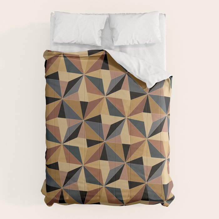Kaleidoscope Tile Pattern I Bold Neutral Earthy Comforter