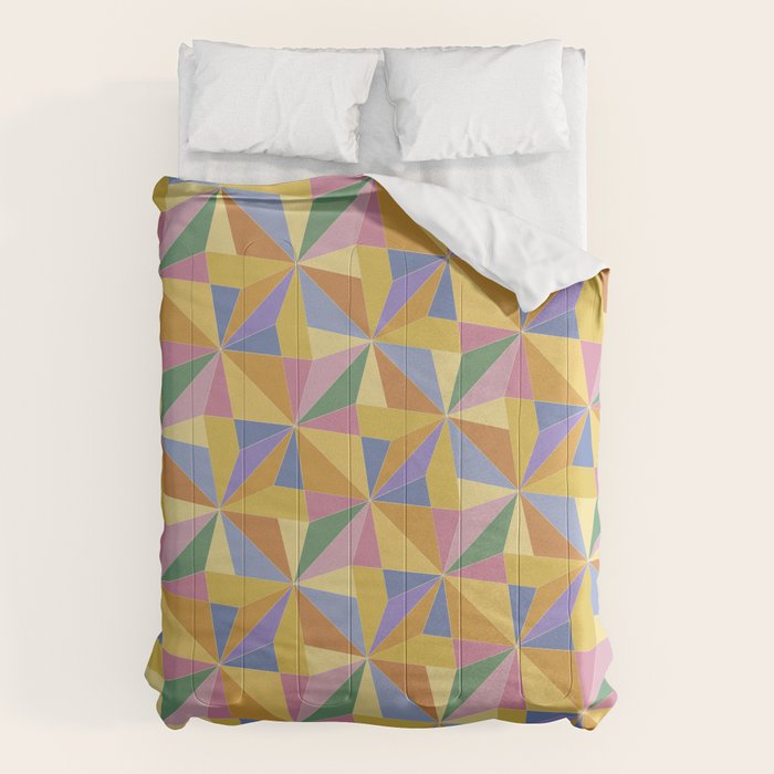 Kaleidoscope Tile Pattern Ix Bright Colorful Summer Comforter