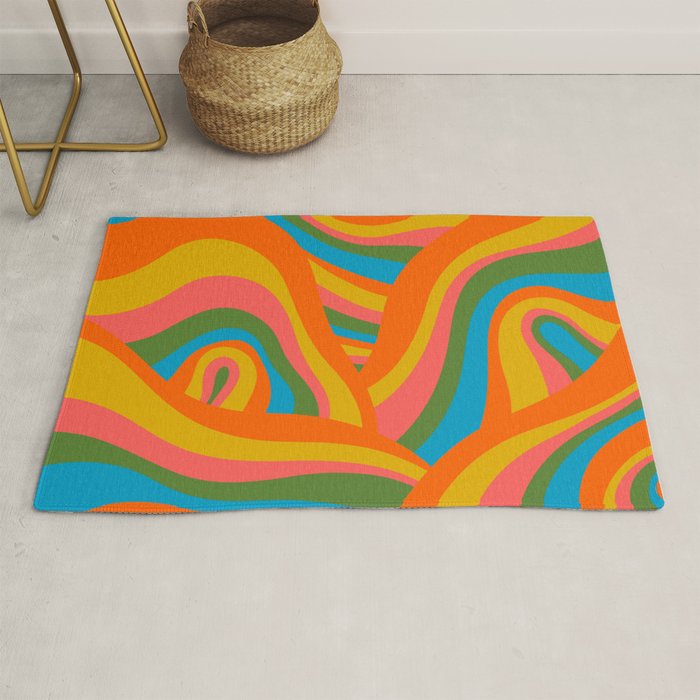 Retro 70s Psychedelic Abstract Pattern Rug