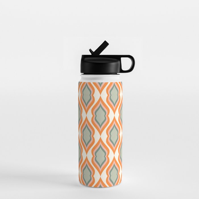 Mid Century Mod Retro Modern Shapes Orange Pink Green Water Bottle