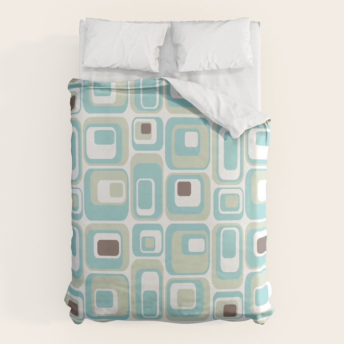 Retro Rectangles Mid Century Modern Geometric Vintage Style Duvet Cover