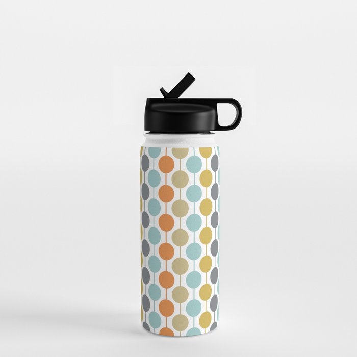 Retro Circles Mid Century Modern Background Water Bottle