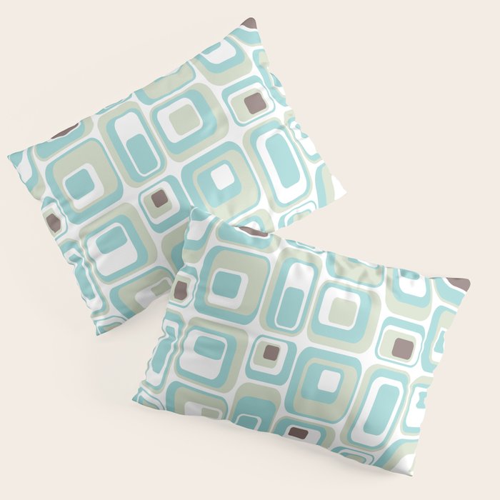 Retro Rectangles Mid Century Modern Geometric Vintage Style Pillow Sham