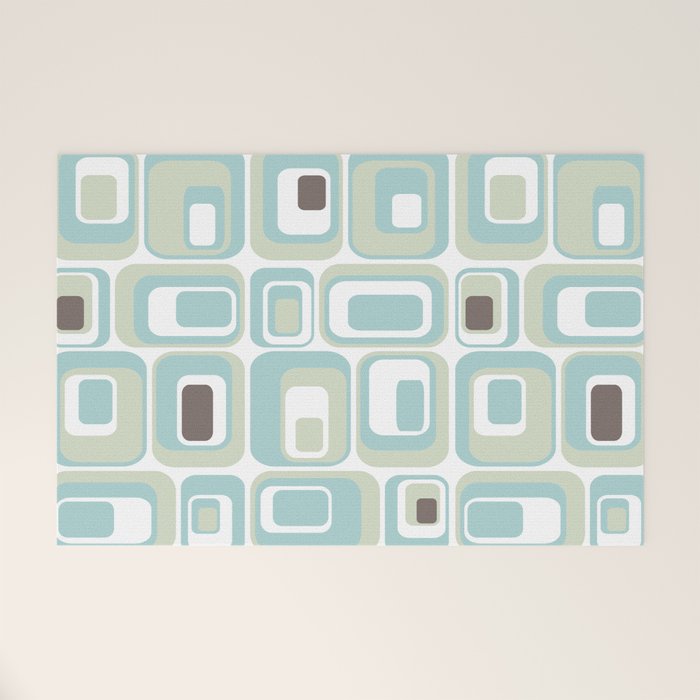 Retro Rectangles Mid Century Modern Geometric Vintage Style Welcome Mat