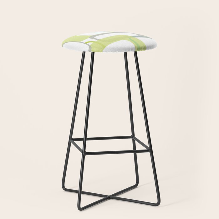 Mid-Century Modern Rectangle Design Blue Green And Gray Stool