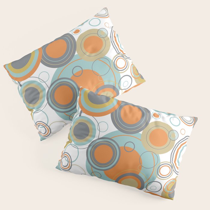 Retro Mid Century Modern Circles Geometric Bubbles Pattern Pillow Sham