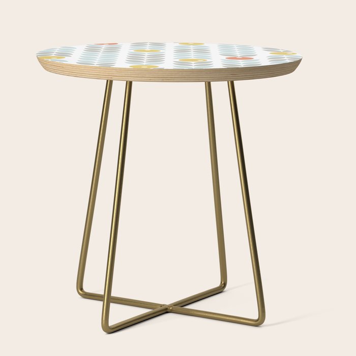 Mid Century Modern Retro Leaf And Circle Pattern Side Table