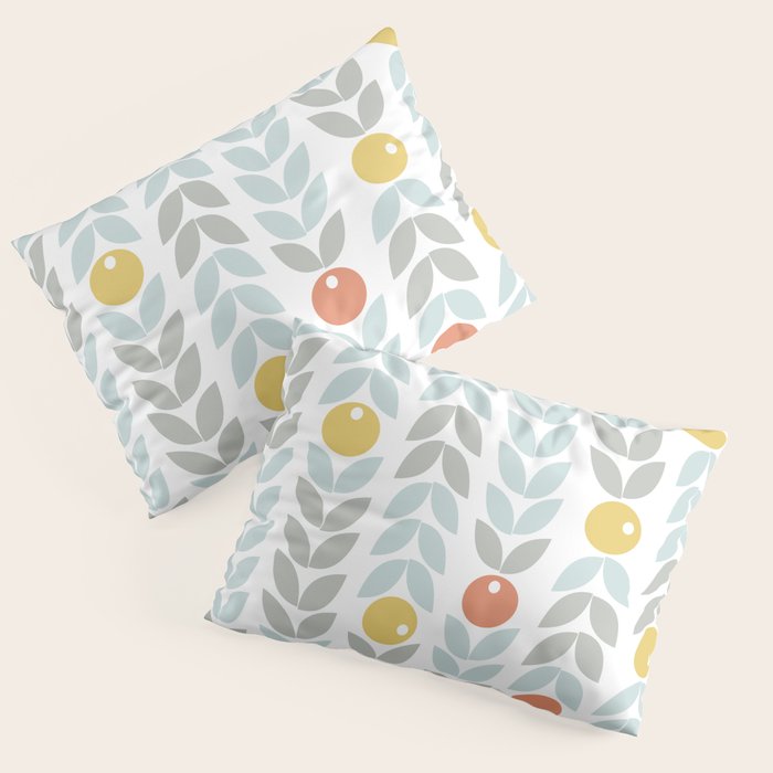 Mid Century Modern Retro Leaf And Circle Pattern Pillow Sham