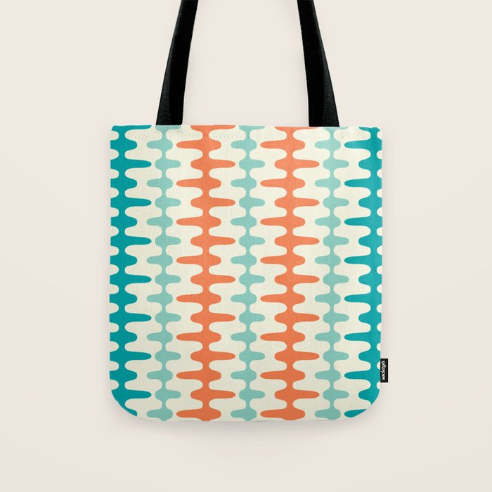 Retro Mid Century Modern Trellis Print Orange And Teal Tote Bag