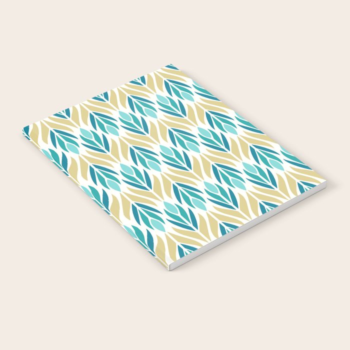 Mid Century Modern Abstract Floral Pattern In Turquoise Teal Aqua And Marigold Notebook