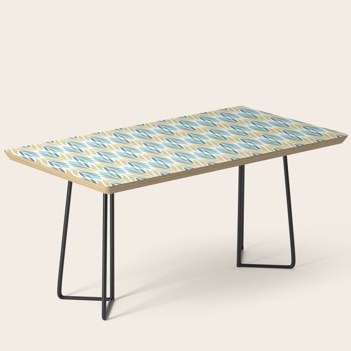 Mid Century Modern Abstract Floral Pattern In Turquoise Teal Aqua And Marigold Coffee Table