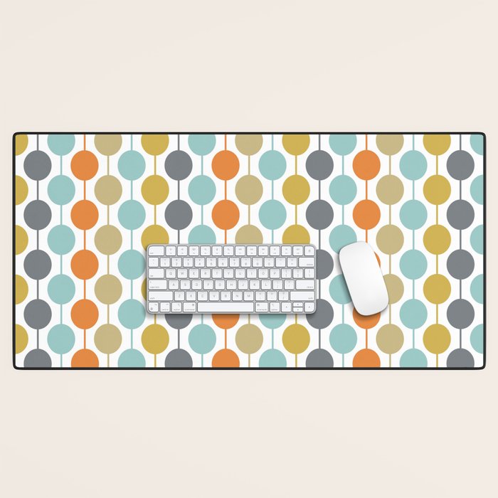 Retro Circles Mid Century Modern Background Desk Mat