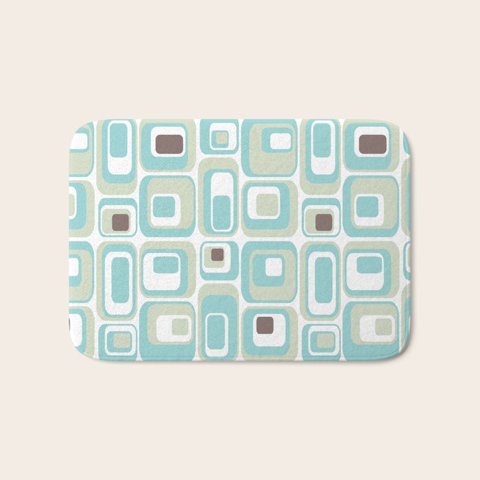 Retro Rectangles Mid Century Modern Geometric Vintage Style Bath Mat