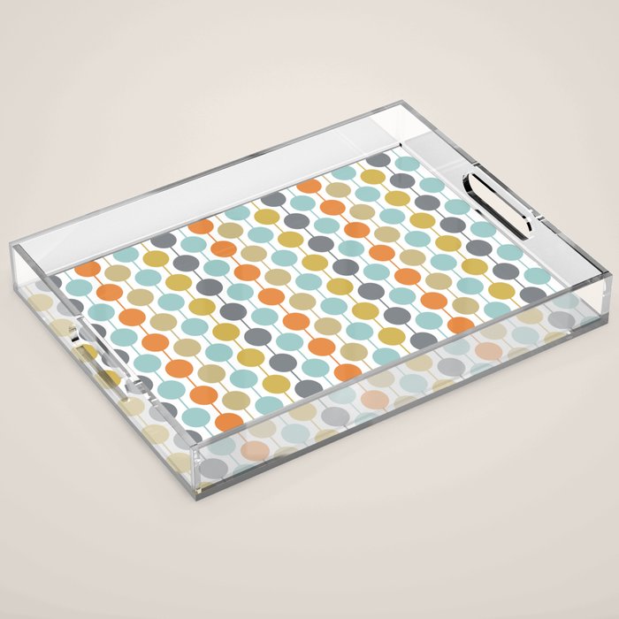 Retro Circles Mid Century Modern Background Acrylic Tray