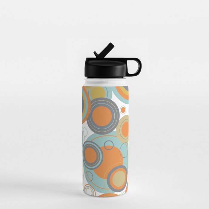 Retro Mid Century Modern Circles Geometric Bubbles Pattern Water Bottle