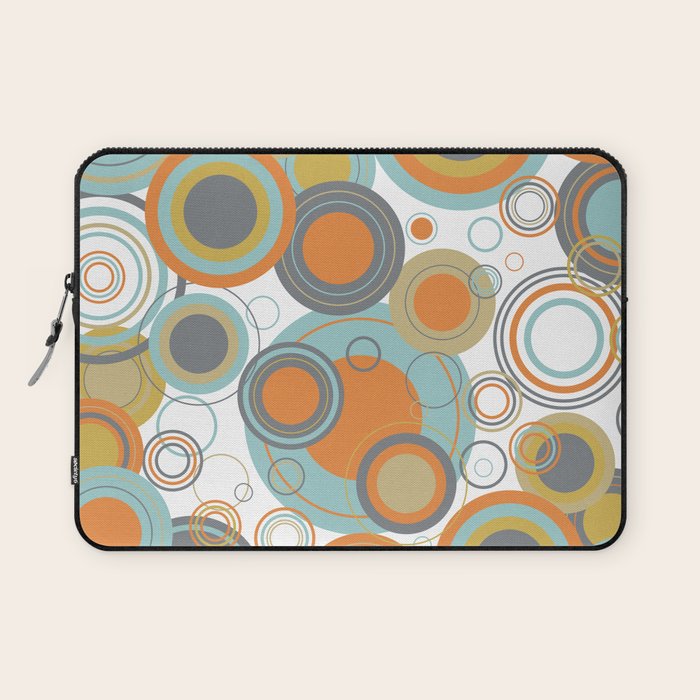 Retro Mid Century Modern Circles Geometric Bubbles Pattern Laptop Sleeve