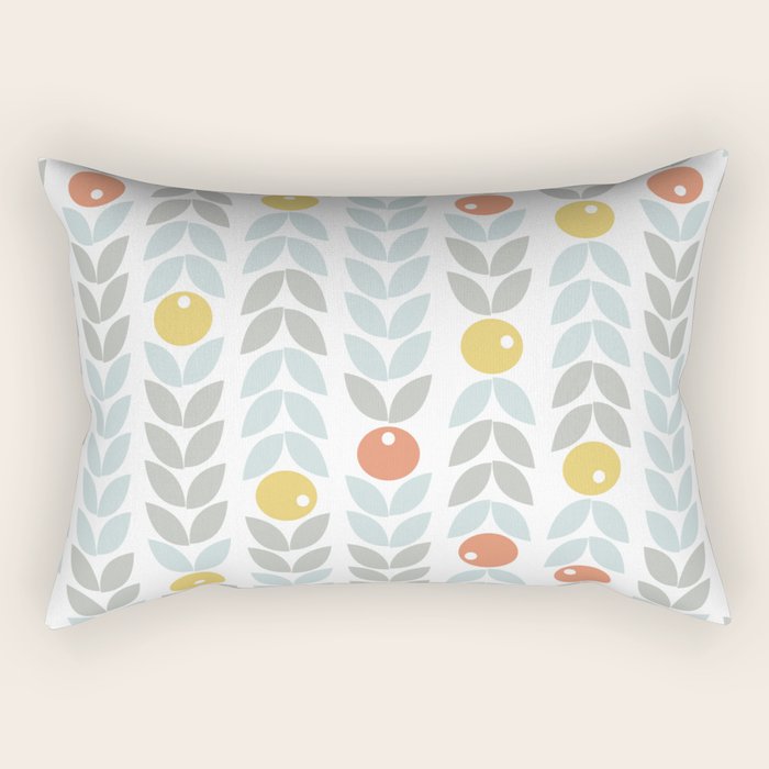 Mid Century Modern Retro Leaf And Circle Pattern Rectangular Pillow