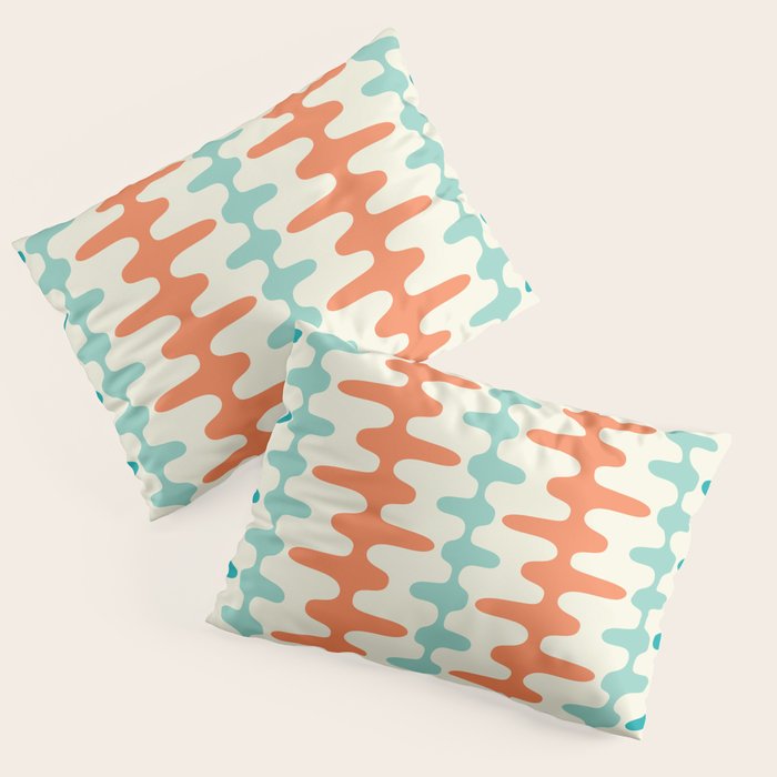 Retro Mid Century Modern Trellis Print Orange And Teal Pillow Sham