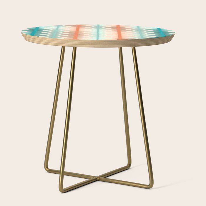 Retro Mid Century Modern Trellis Print Orange And Teal Side Table