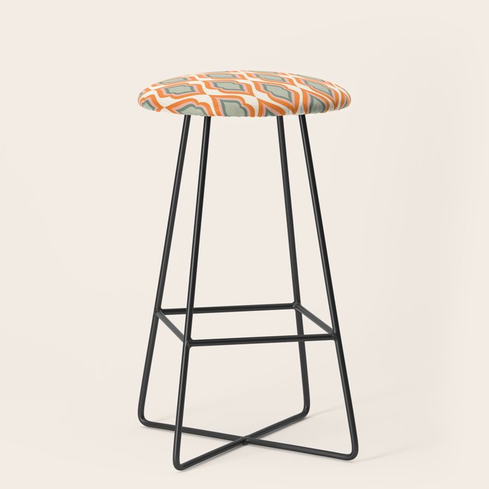 Mid Century Mod Retro Modern Shapes Orange Pink Green Stool