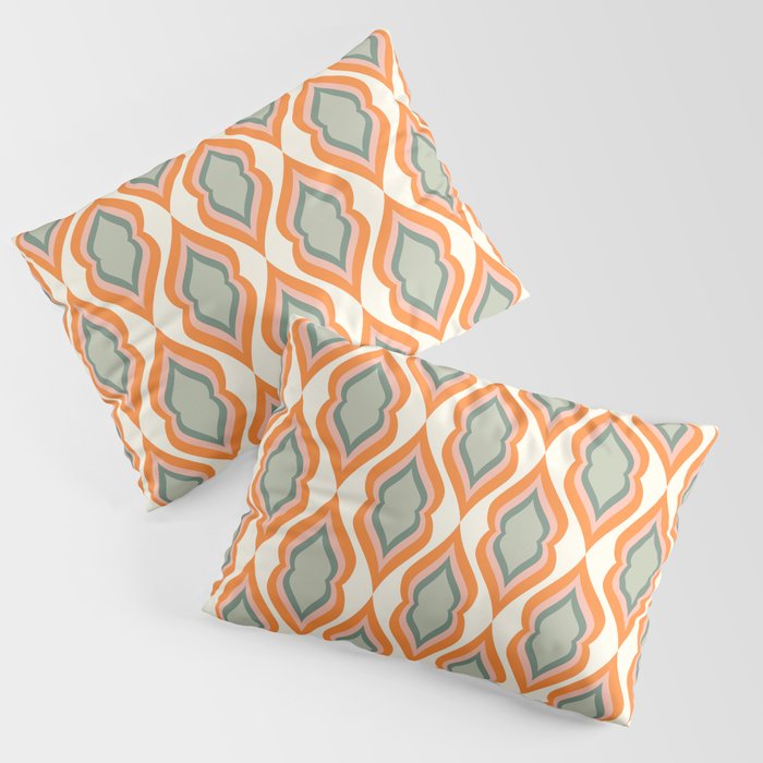 Mid Century Mod Retro Modern Shapes Orange Pink Green Pillow Sham