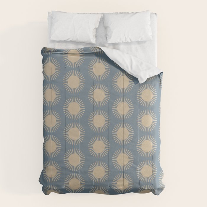 Boho Summer Sun Pattern Xvii Blue And Beige Comforter