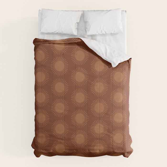 Boho Summer Sun Pattern Ix Burnt Red And Orange Comforter