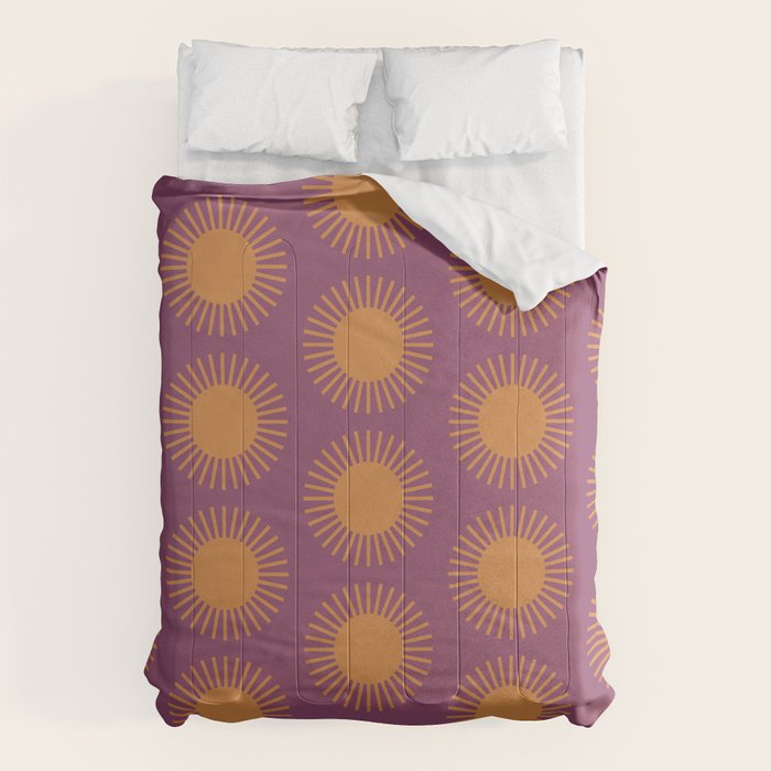 Boho Summer Sun Pattern Vi Purple And Orange Comforter