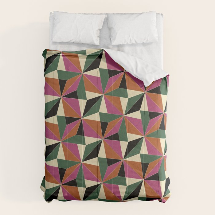 Kaleidoscope Tile Pattern Xii Bold Bauhaus Colors Comforter