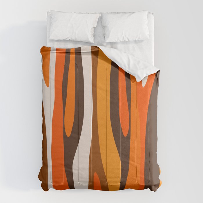 Wild Stripes Abstract Pattern In 70s Brown And Orange Comforter