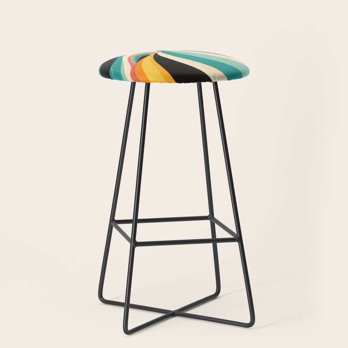 Abstract Retro Swirl 70s Mid-Century Curves Stool
