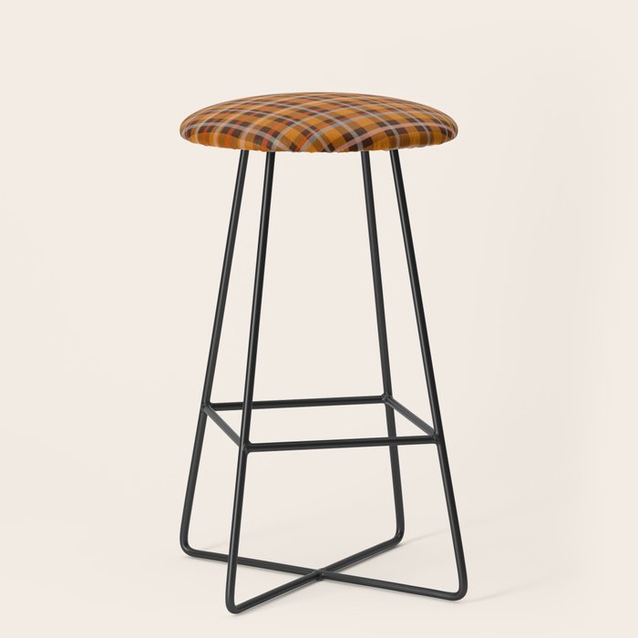 Autumn Retro 70s Plaid Pattern In Brown And Orange Stool